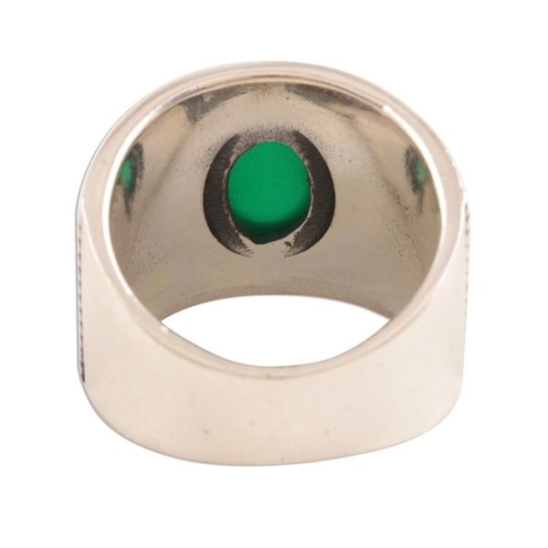 Alternate image for Green Onyx Oval Single-Stone Ring from India Patterned Green