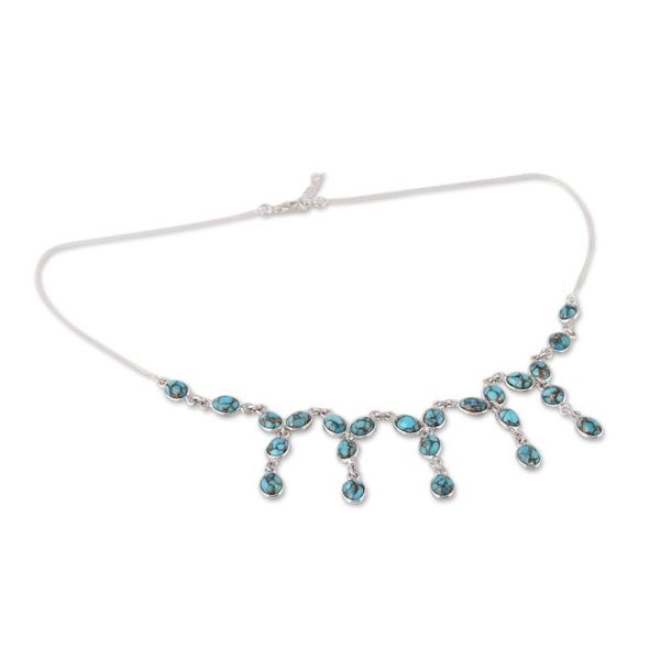 Alternate image for Composite Turquoise Waterfall Necklace from India Luxurious Luster