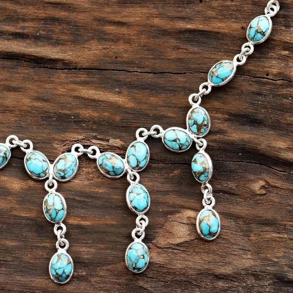 Alternate image for Composite Turquoise Waterfall Necklace from India Luxurious Luster