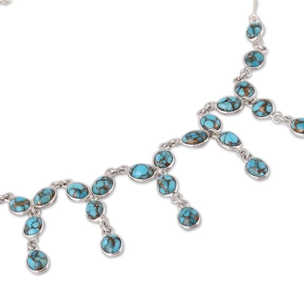 Alternate image for Composite Turquoise Waterfall Necklace from India Luxurious Luster