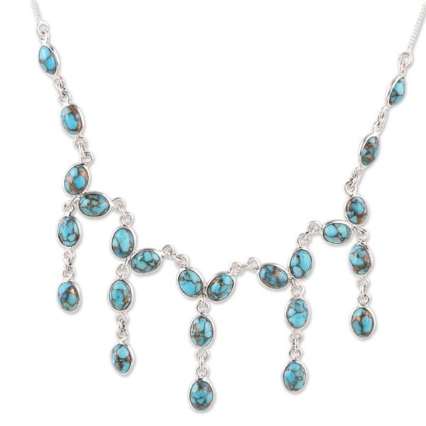 Alternate image for Composite Turquoise Waterfall Necklace from India Luxurious Luster