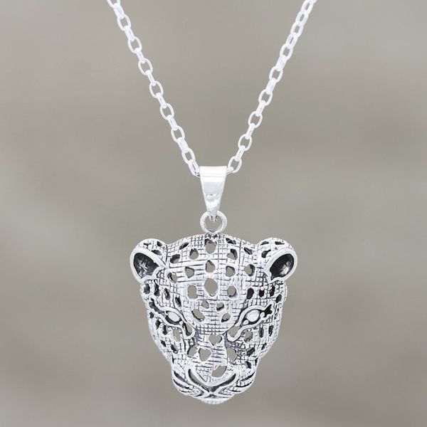 Alternate image for Jaguar Pendant Necklace in Sterling Silver Jaguar Gaze