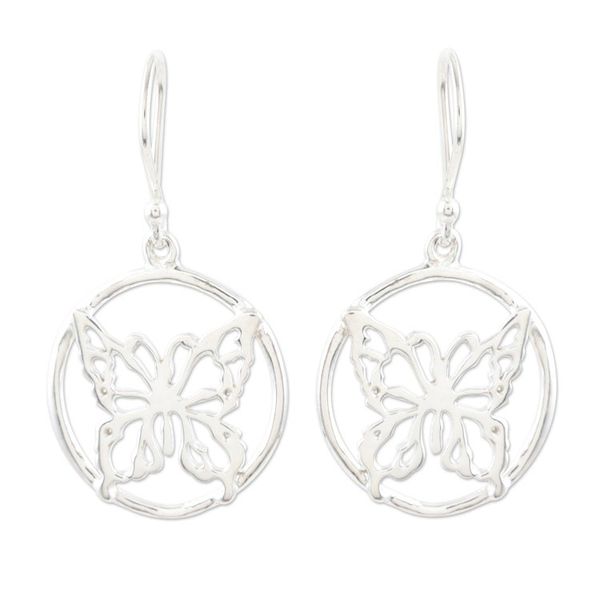 Alternate image for Hand Made Sterling Silver Butterfly Dangle Earrings Butterfly Dream