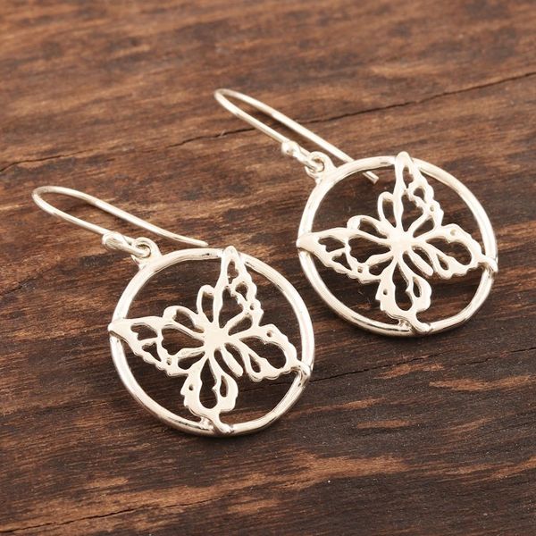 Alternate image for Hand Made Sterling Silver Butterfly Dangle Earrings Butterfly Dream