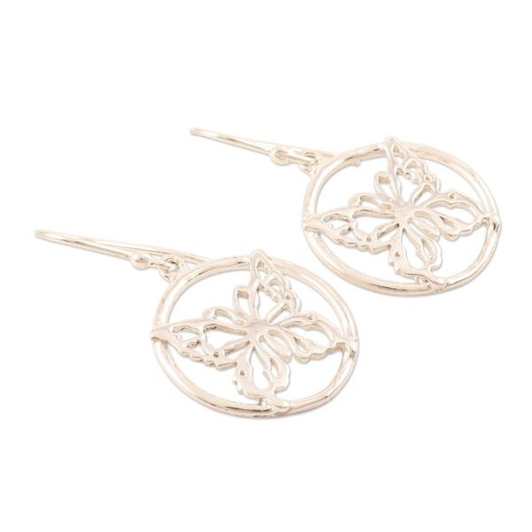 Alternate image for Hand Made Sterling Silver Butterfly Dangle Earrings Butterfly Dream