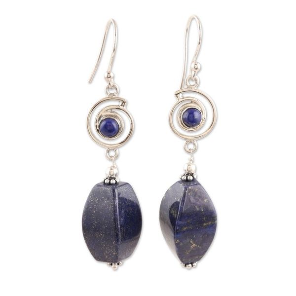 Alternate image for Lapis Lazuli and Sterling Silver Dangle Earrings from India Out to Lunch