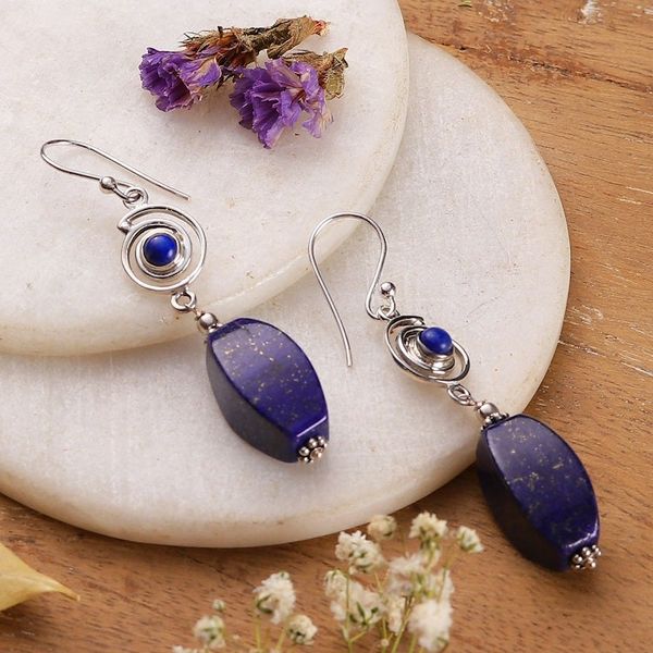 Alternate image for Lapis Lazuli and Sterling Silver Dangle Earrings from India Out to Lunch