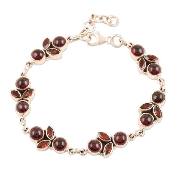 Alternate image for Natural Garnet Sterling Silver Link Bracelet Cherries in the Snow