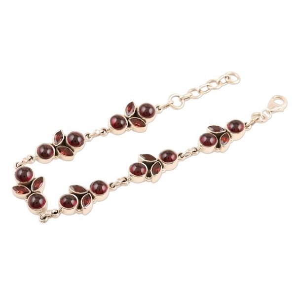 Alternate image for Natural Garnet Sterling Silver Link Bracelet Cherries in the Snow