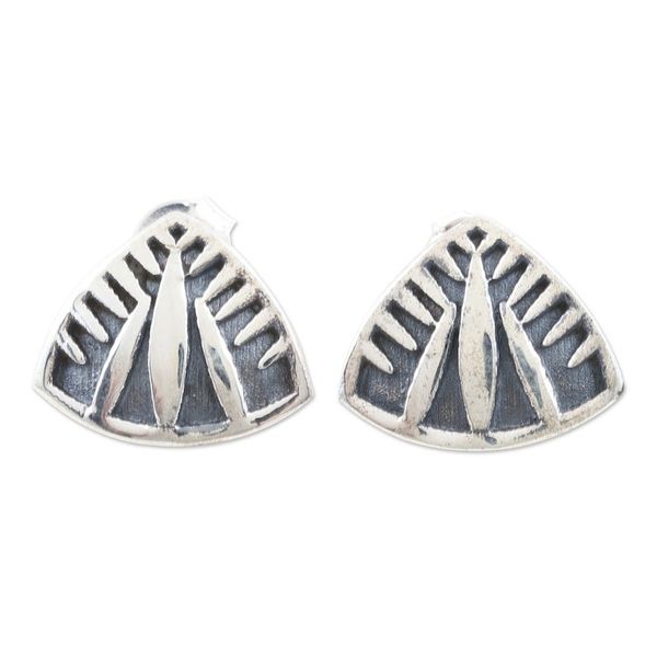 Alternate image for Handmade Sterling Silver Triangle Drop Earrings Pyramid Song