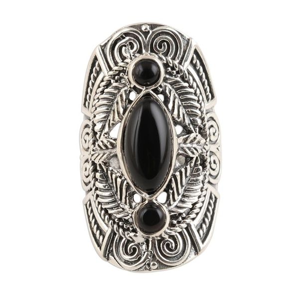 Alternate image for Leaf-Pattern Onyx Cocktail Ring from India Leaves of Midnight