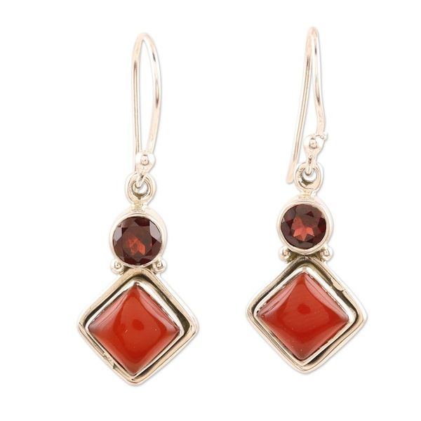 Alternate image for Hand Crafted Garnet and Carnelian Gemstone Dangle Earrings Soaring Kite