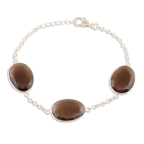 Alternate image for 42.5-Carat Smoky Quartz Station Bracelet from India Glistening Eggs