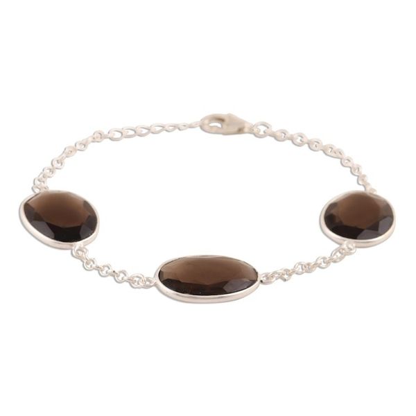 Alternate image for 42.5-Carat Smoky Quartz Station Bracelet from India Glistening Eggs