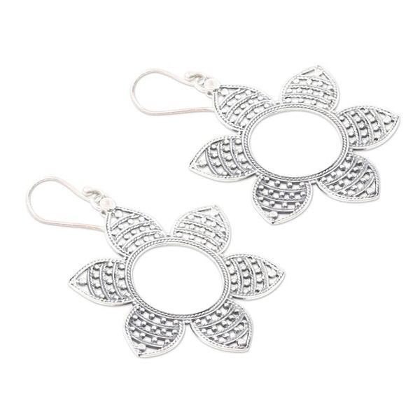Alternate image for Handmade Sterling Silver Floral Dangle Earrings Whispering Petals