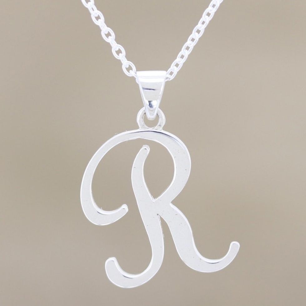 Artisan Crafted R Initial Necklace from India 'Dancing R'