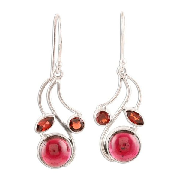 Alternate image for Garnet Gemstone Dangle Earrings Triple Fascination
