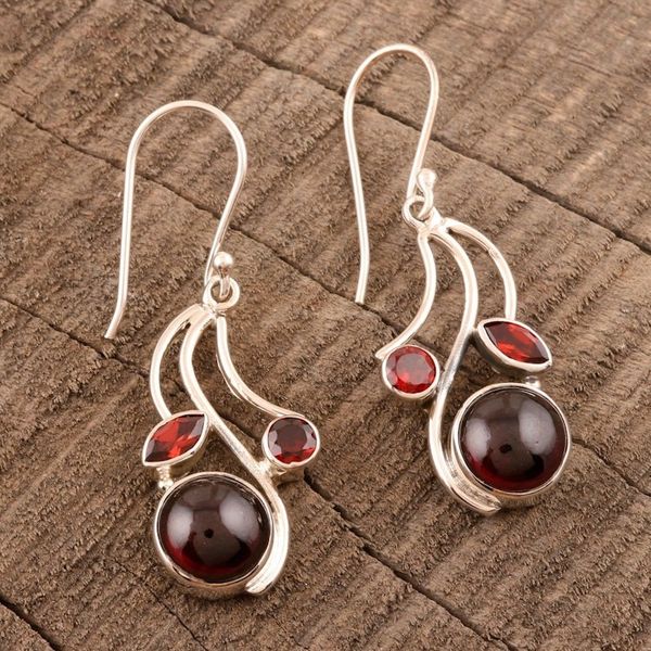Alternate image for Garnet Gemstone Dangle Earrings Triple Fascination