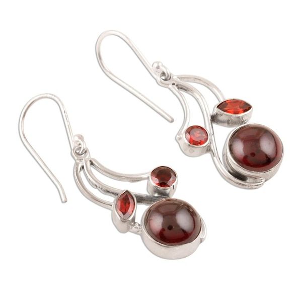 Alternate image for Garnet Gemstone Dangle Earrings Triple Fascination