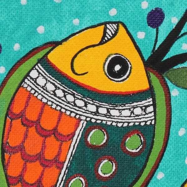 Alternate image for Madhubani Style Fish Painting Fish Family
