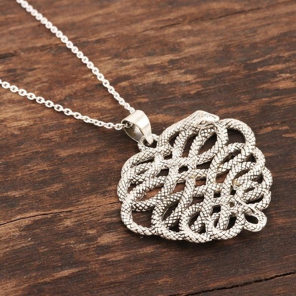 Alternate image for Artisan Crafted Sterling Silver Snake Pendant Necklace Mortal Coil