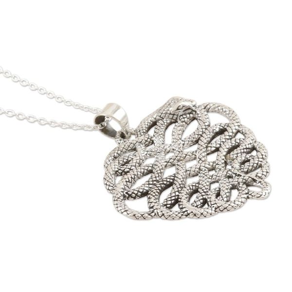 Alternate image for Artisan Crafted Sterling Silver Snake Pendant Necklace Mortal Coil