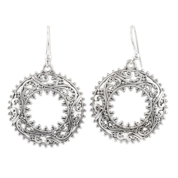 Alternate image for Vine Pattern Sterling Silver Dangle Earrings from India Ring of Vines