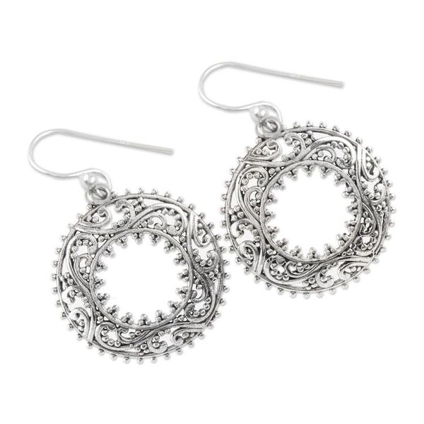 Alternate image for Vine Pattern Sterling Silver Dangle Earrings from India Ring of Vines