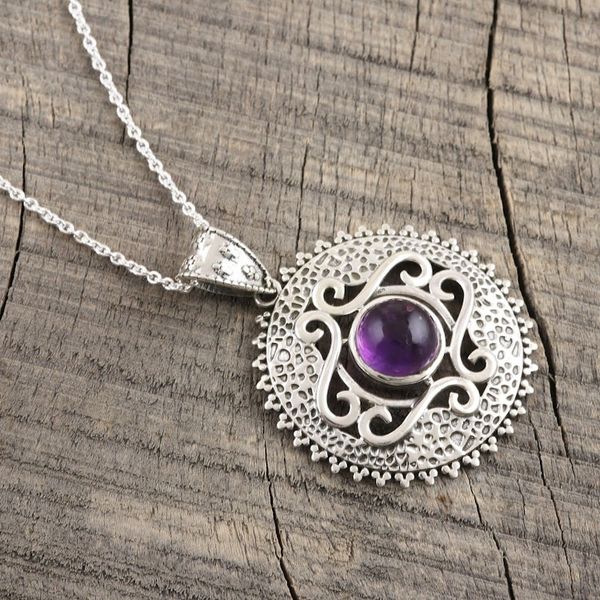 Alternate image for Amethyst Pendant Sterling Silver Necklace Force of Nature