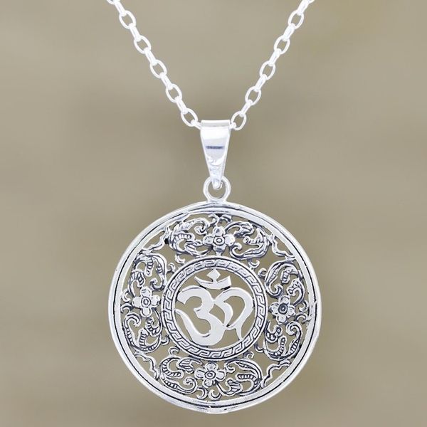 Alternate image for Hand Made Sterling Silver Om Dangle Earrings from India A Reminder