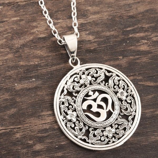 Alternate image for Hand Made Sterling Silver Om Dangle Earrings from India A Reminder
