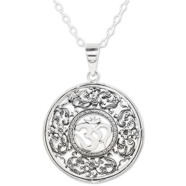 Alternate image for Hand Made Sterling Silver Om Dangle Earrings from India A Reminder