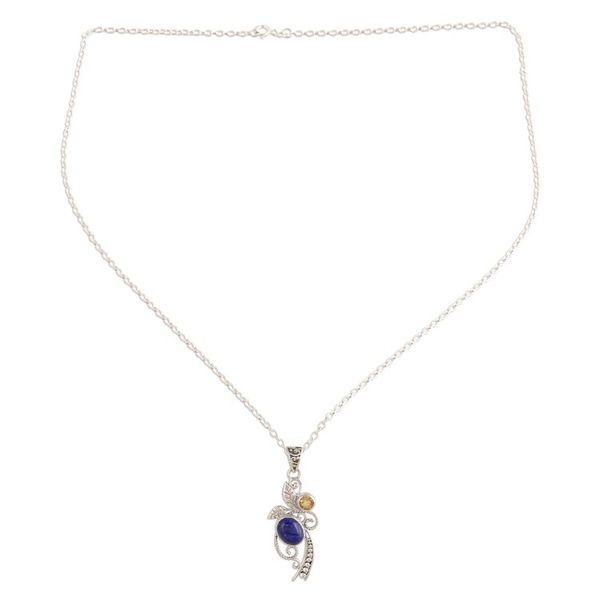 Alternate image for Leafy Lapis Lazuli and Citrine Pendant Necklace from India Royal Shimmer