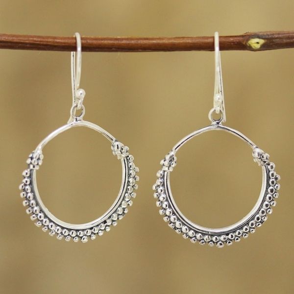 Alternate image for Dotted Sterling Silver Dangle Earrings from India Dotted Loops