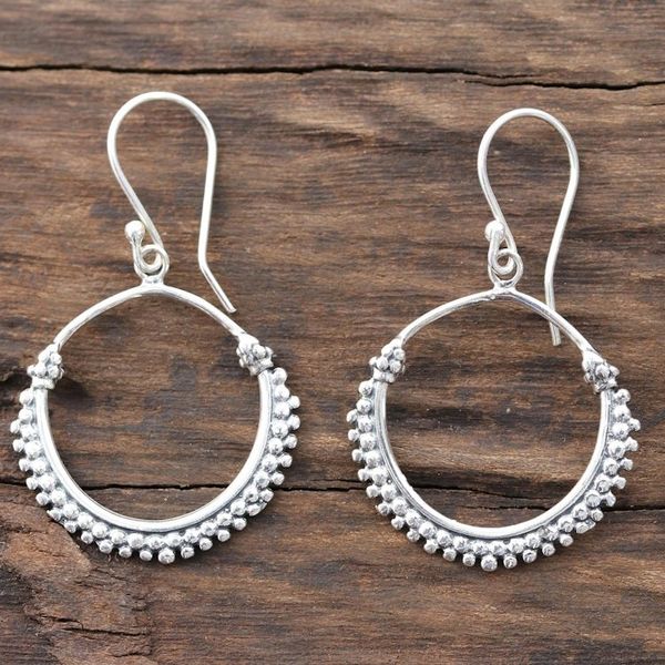 Alternate image for Dotted Sterling Silver Dangle Earrings from India Dotted Loops