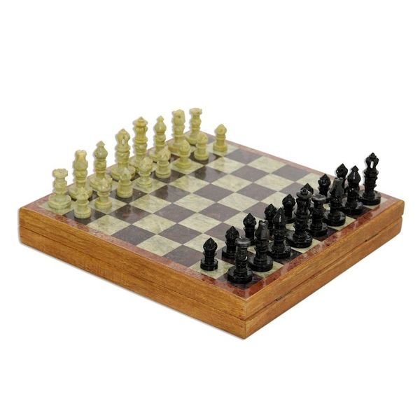 Alternate image for Soapstone Self-Storing Chess Set from India Royal Charm