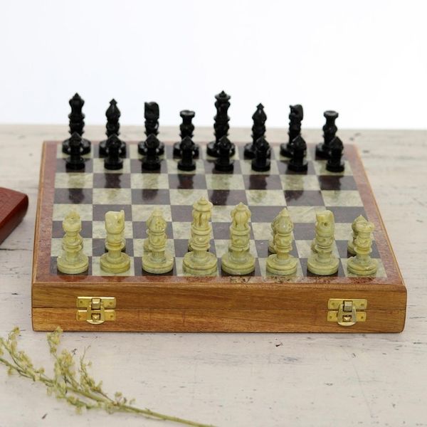 Alternate image for Soapstone Self-Storing Chess Set from India Royal Charm