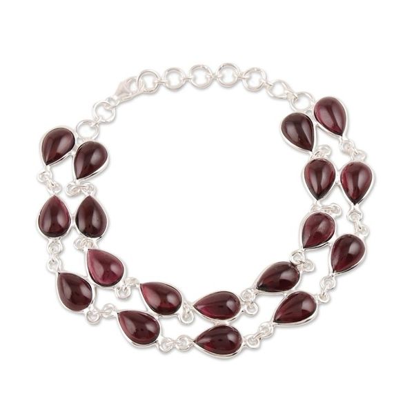 Alternate image for Drop-Shaped Garnet Link Bracelet from India Eternal Nature