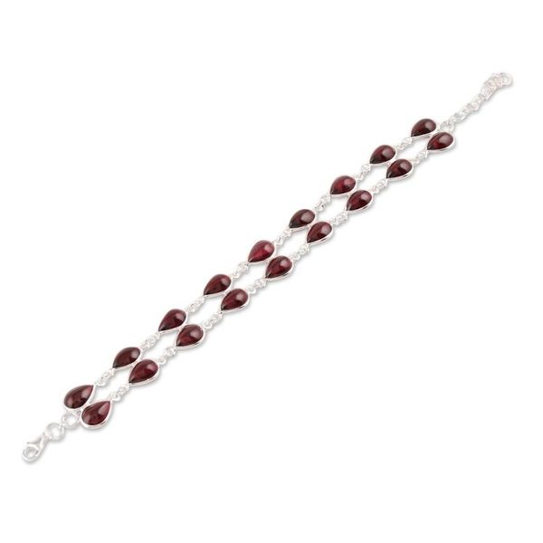 Alternate image for Drop-Shaped Garnet Link Bracelet from India Eternal Nature