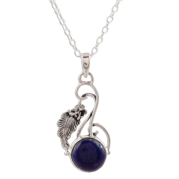 Alternate image for Lapis Lazuli and Sterling Silver Pendant Necklace Exquisite Blue