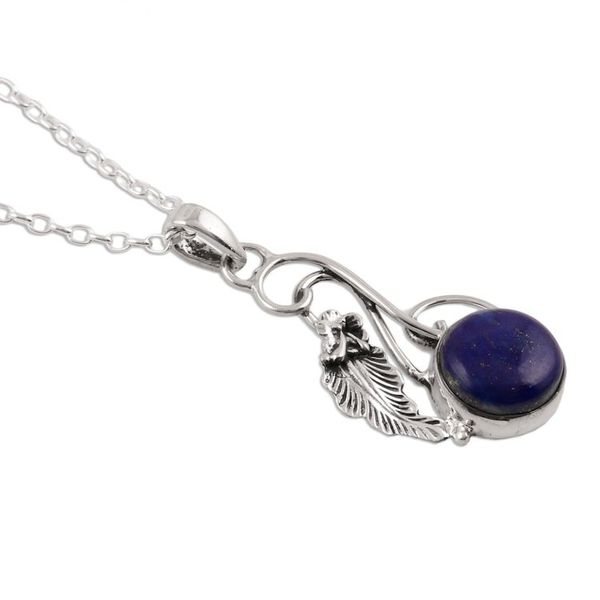 Alternate image for Lapis Lazuli and Sterling Silver Pendant Necklace Exquisite Blue
