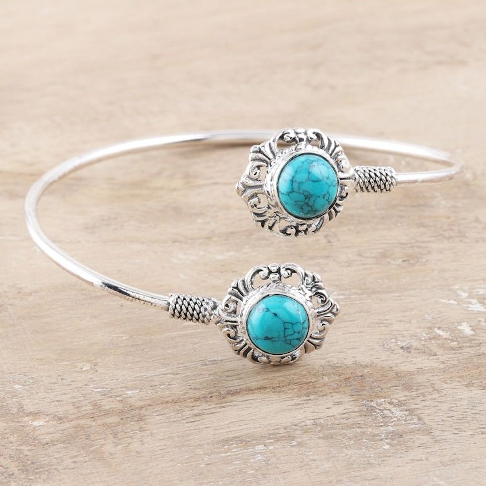 Sterling Silver Cuff Bracelet from India 'Agra Alignment'