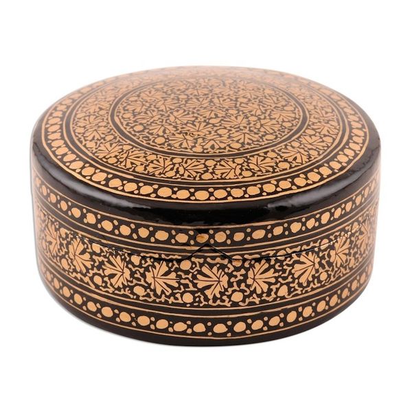 Alternate image for Velvet-Lined Black and Gold Decorative Box Kashmir Luxury