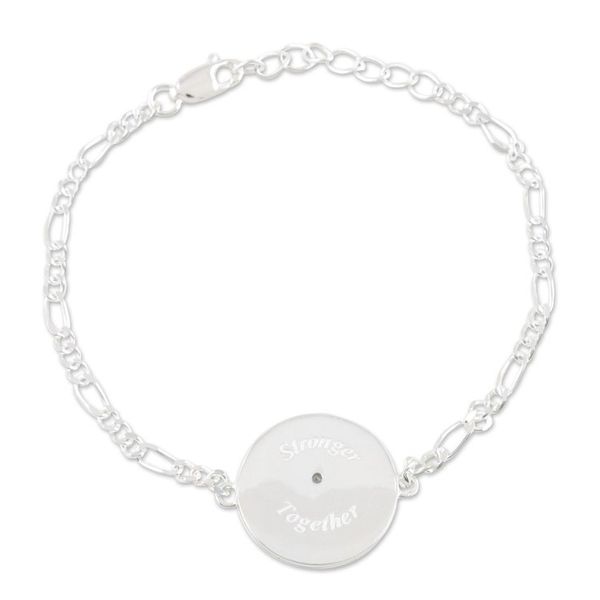 Alternate image for Indian Sterling Silver and Blue Topaz Unity Bracelet Uniting People