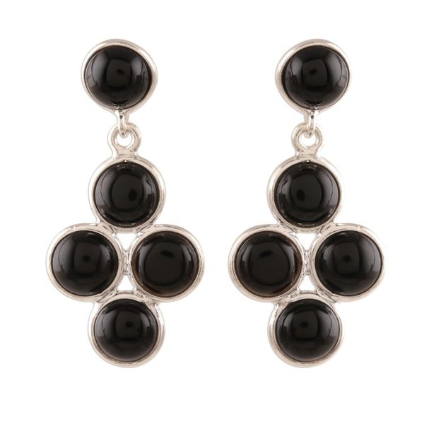 Alternate image for Black Onyx Dangle Earrings Crafted in India Black Bubbles