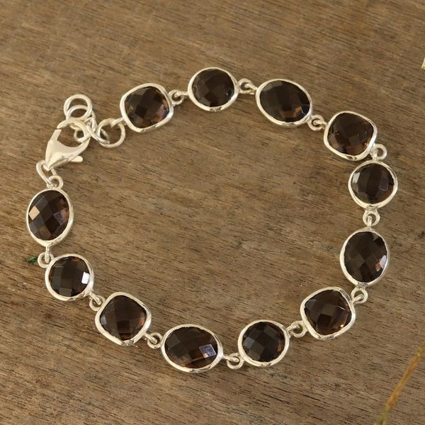 Alternate image for 31.5-Carat Smoky Quartz Link Bracelet from India Dazzling Princess