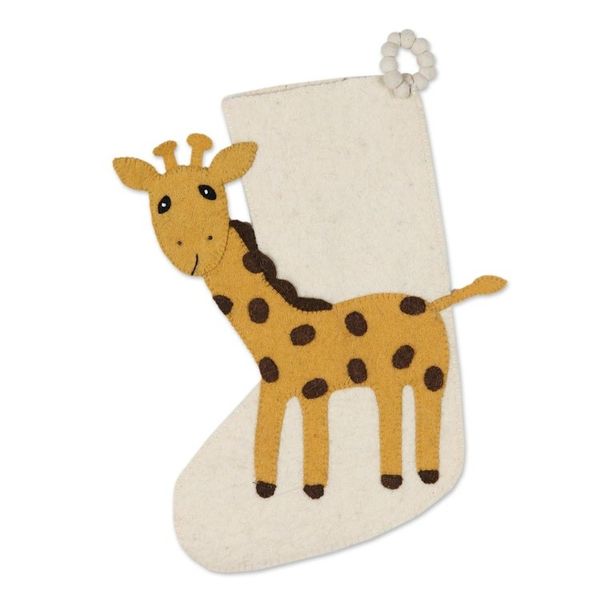 Alternate image for Handmade Wool Christmas Stocking Holiday Giraffe