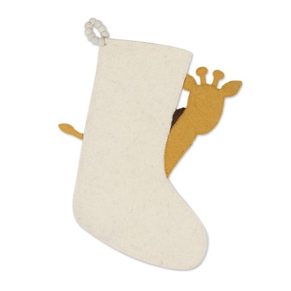 Alternate image for Handmade Wool Christmas Stocking Holiday Giraffe