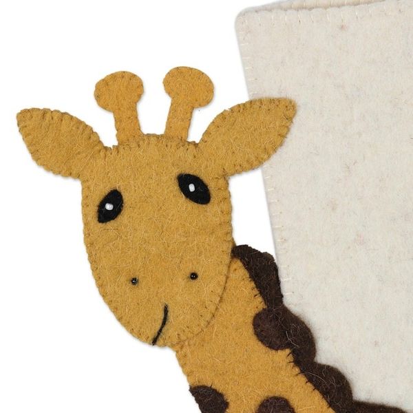 Alternate image for Handmade Wool Christmas Stocking Holiday Giraffe