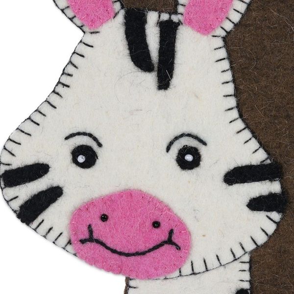 Alternate image for Wool Felt Christmas Stocking Zebra Zany Zebra